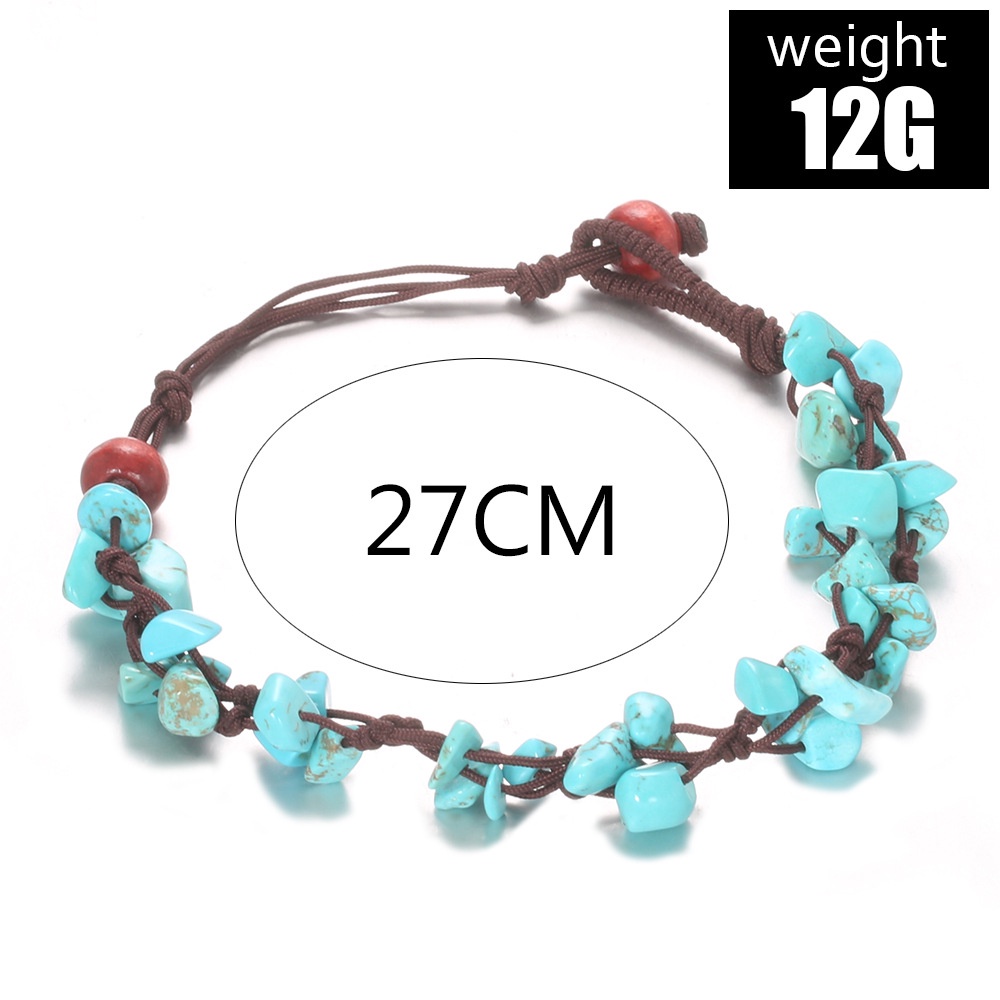 Set Gelang Kaki Bahan alloy Aksen Manik-Manik Kecil Warna turquoise