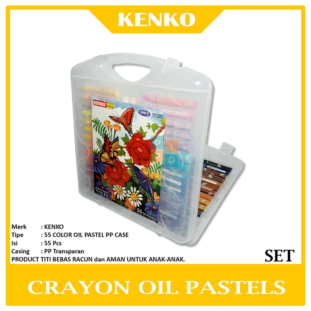 

KENKO - Crayon 55 Color Oil Pastel PP Case - 55 Pastel Warna - Garden - Set