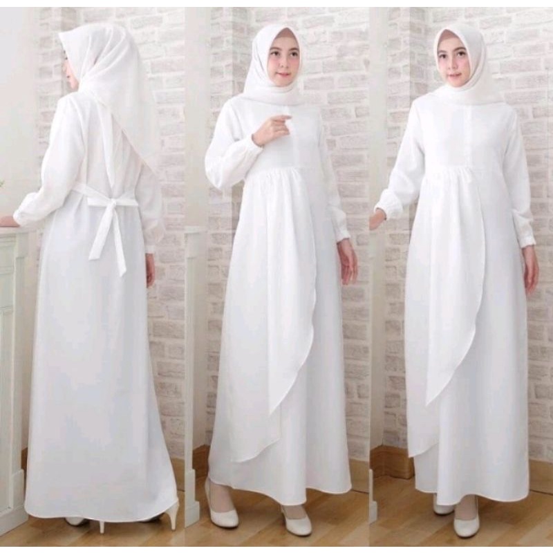 Calianna dress gamis maxy putih/Gamis putih polos wanita dress maxy gamis gamis busui