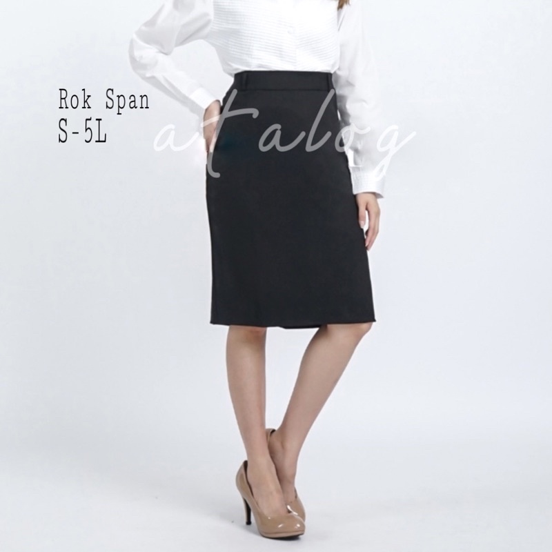 ATALOG - Rok Span Kerja Pendek 3/4 Bahan Formal Kantor Premium