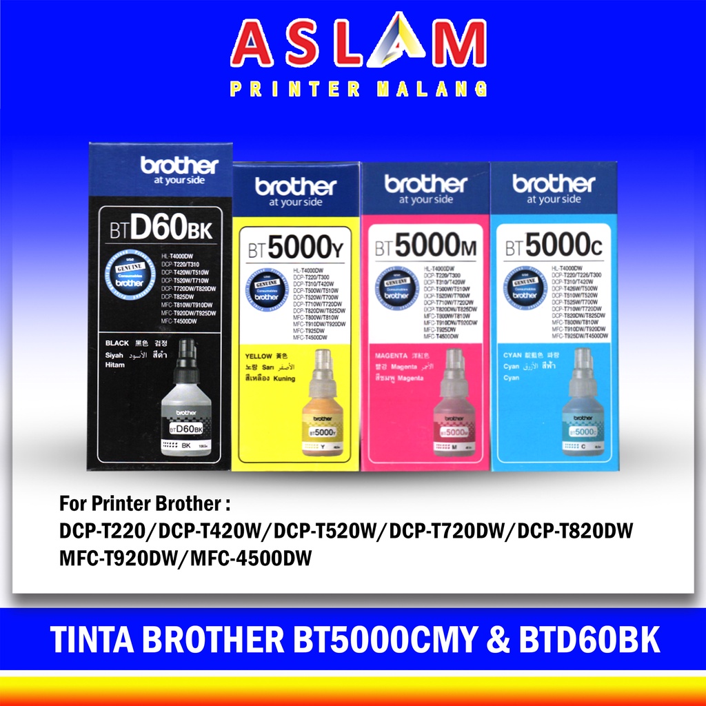 Tinta Brother BT D60 D 60 - Black & Bt5000 Tinta Printer Brother Original Brother Resmi Brother