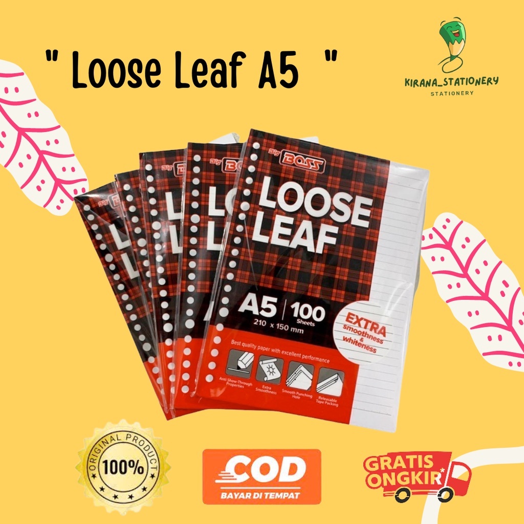 

LOOSE LEAF BIG BOSS A5 100 LEMBAR KERTAS BINDER UKURAN A5 50 LEMBAR