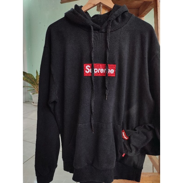 HOODIE SUPREME SECOND ORIGINAL BRAND UNISEX CEWEK COWOK WARNA HIT/BLACK