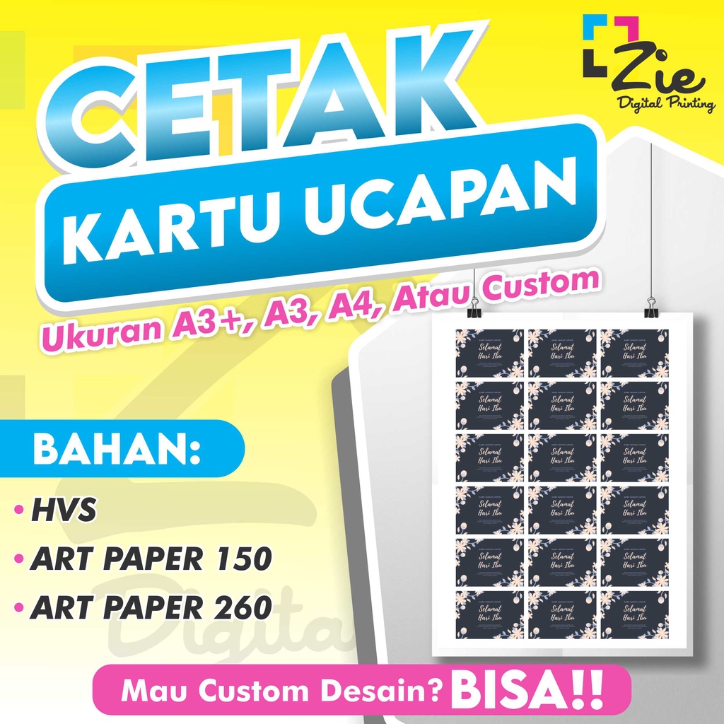 

Print/Cetak Kartu Ucapan A3+, A4 | HVS, Art Paper (150 - 260) | 1 Sisi