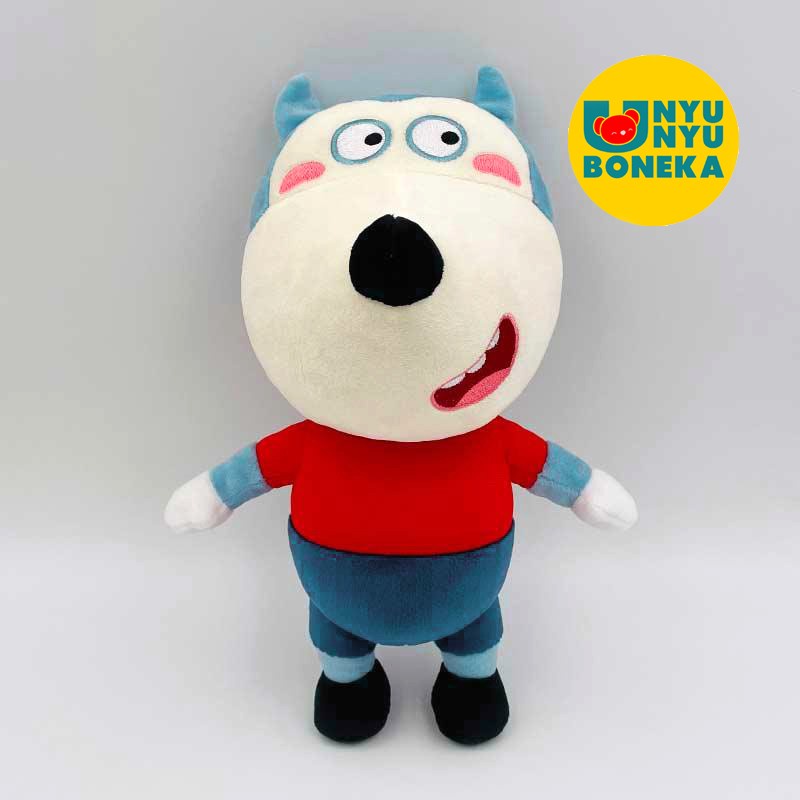 Boneka anjing srigala wolfoo kartun dog 35cm import