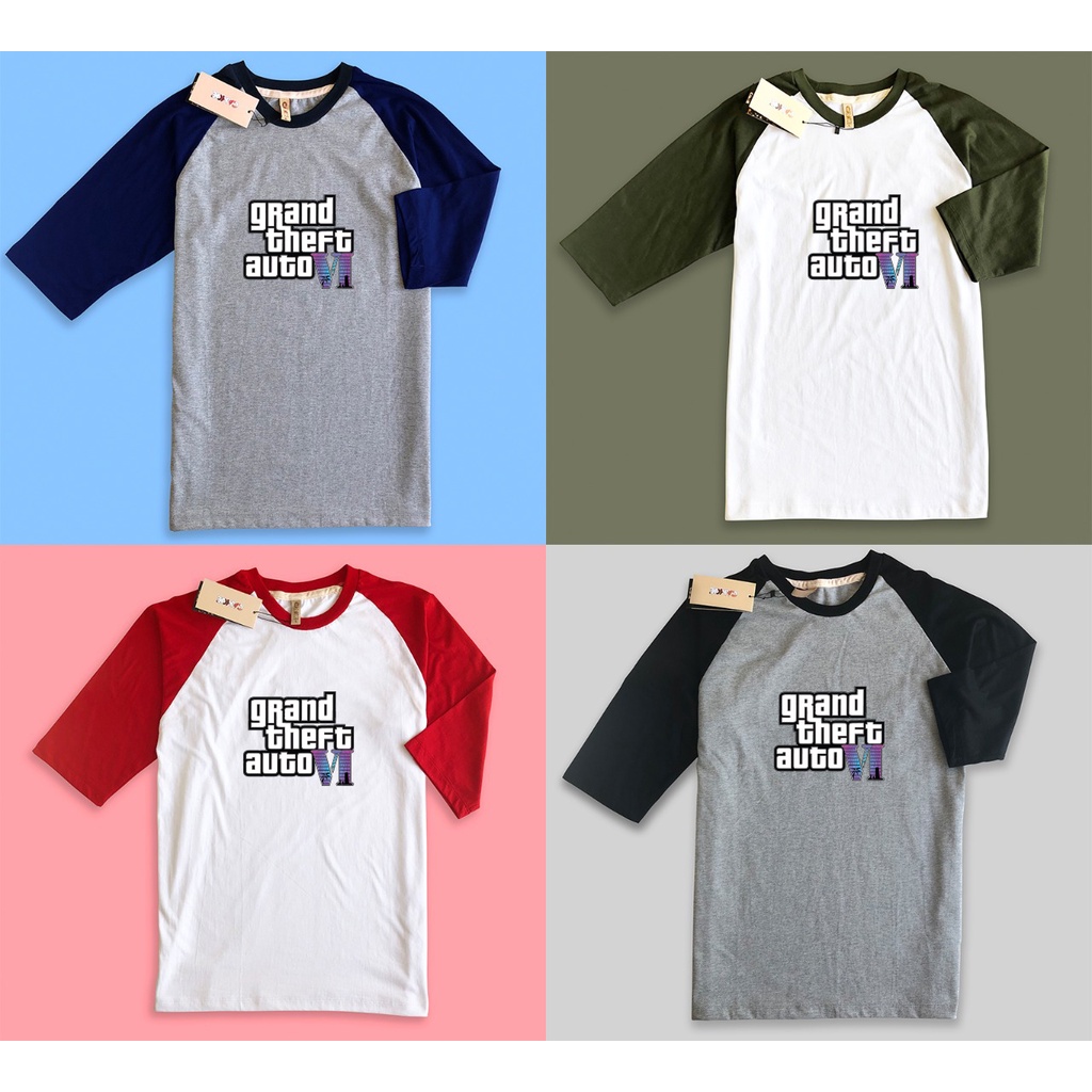 kaos raglan premium desain grand theft auto VI GTA