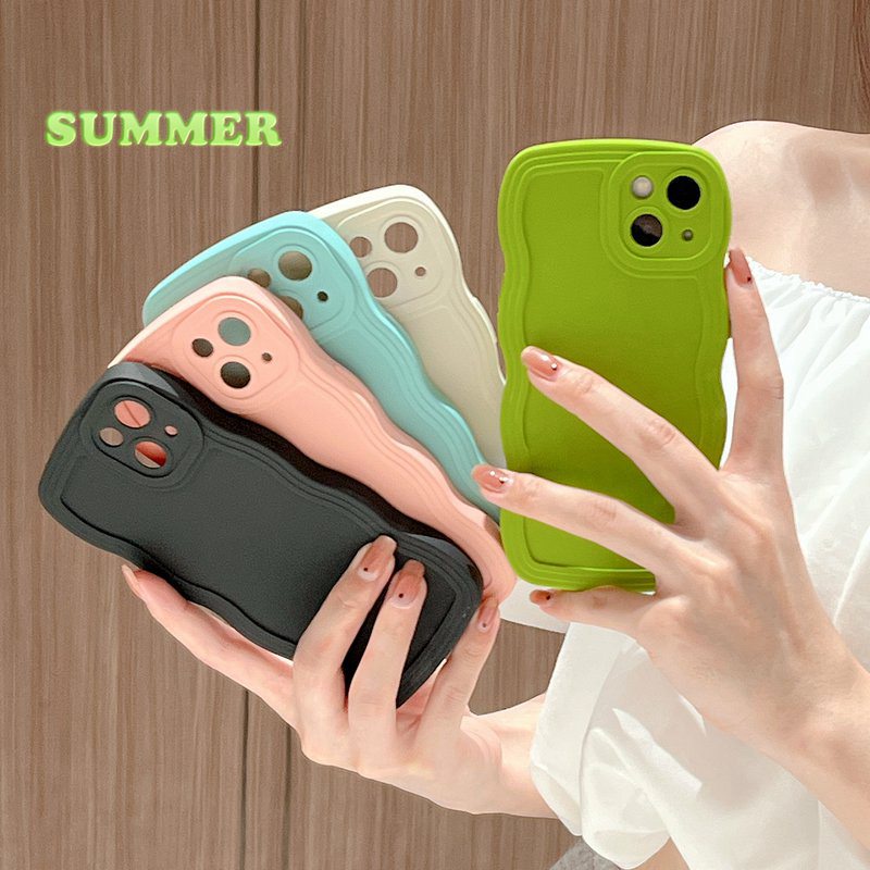 Simple！5Colors Wave Soft Case HP VIVO Y02 Y22 Y22S V25E V25 V20 Y35 Girl Women's FTD Casing Xiaomi Poco X3 NFC Pro M3 Redmi 9T A1 A2 9C 10A 10C Note 8 10 10S 11 11S 9 Pro 9S 4G 5G