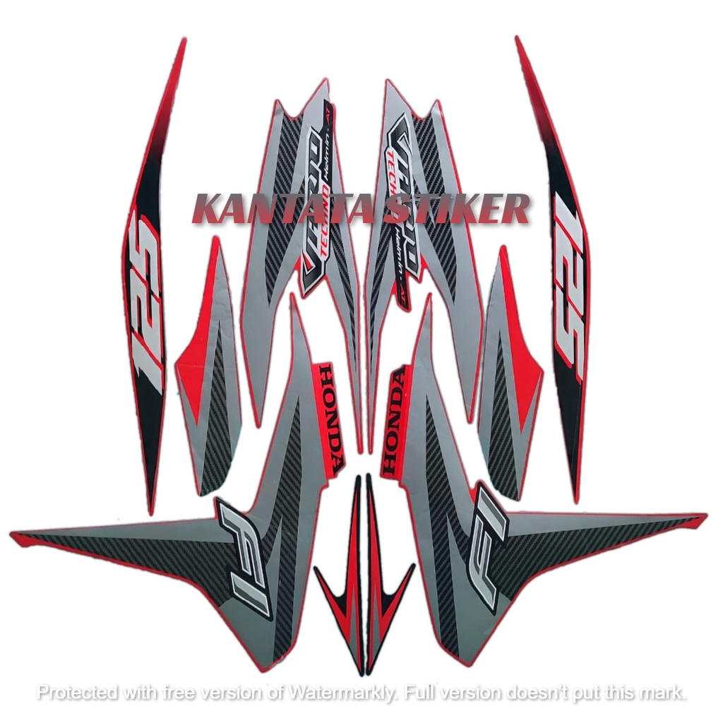STIKER STRIPING MOTOR LIS BODY MOTOR VARIO TECHNO 125 FI 2013 MERAH STANDAR FULL SET