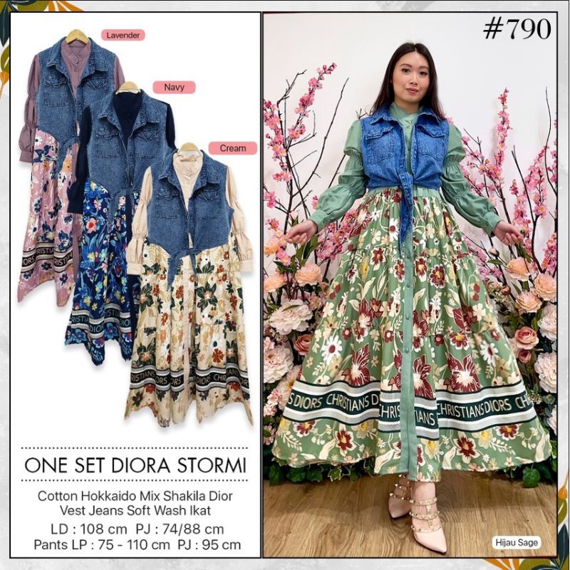 Gamis Dress import set rompi vest jeans