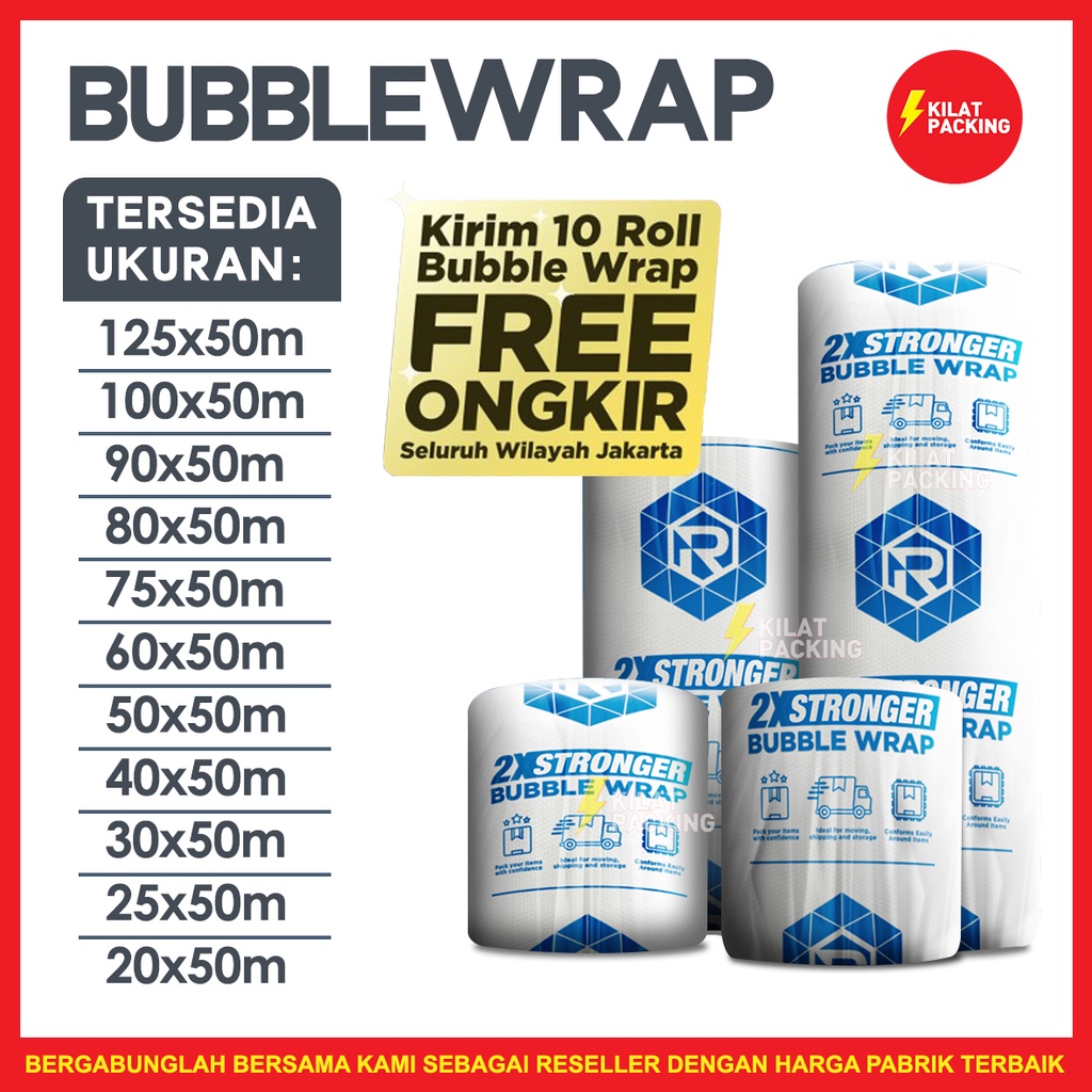 

InJO Bubble Wrap Rusfet Bening 20CM X 50M Tebal Plastik Bubblewrap Roll