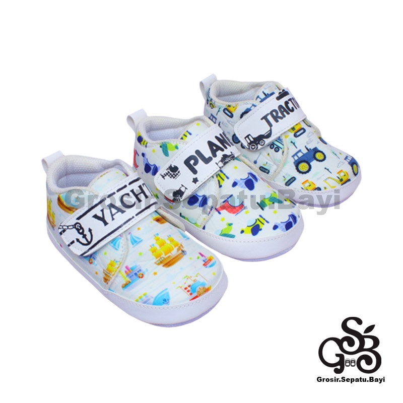 sepatu bayi baby shoes prewalker laki laki perempuan umur 2 - 12 bulan model VEHICLE Putih Ringan &amp; fleksibel