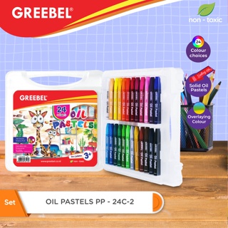 GREEBEL OIL PASTEL PP - 24C (24 Warna) / Crayon Krayon Oil Pastel Art untuk Sekolah Anak & professional / Crayon GREEBEL tidak beracun sudah teruji non toxic dengan Hexagonal grip