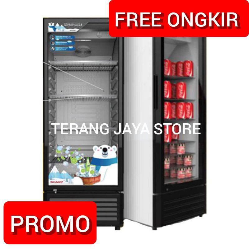 SHOWCASE LEMARI PENDINGIN MINUMAN 3 RAK SHARP SCH 210 FS SCH210FS SCH 210FS 200 LITER
