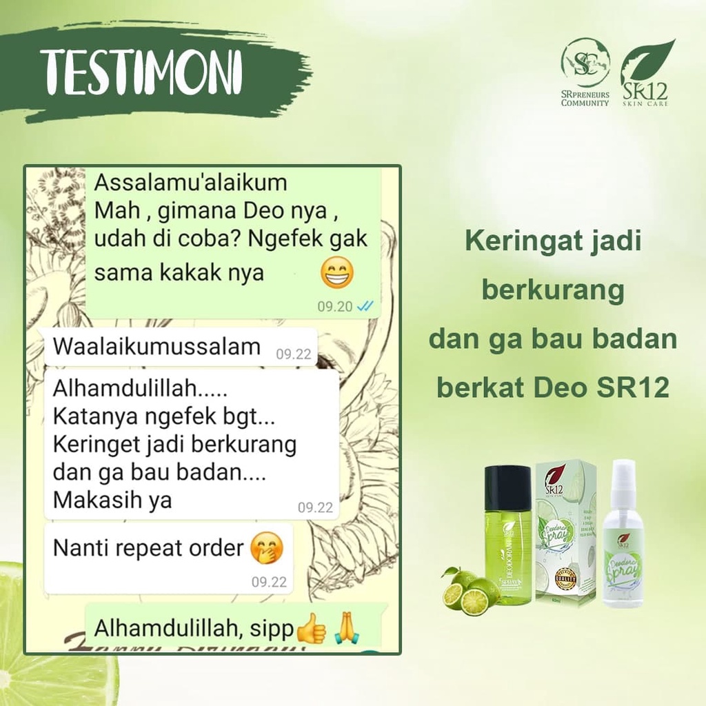 DEODORANT SPRAY PREMIUM SR12 Deospray Deo Spray Anti Bau Badan Anti Bakteri Pencerah Ketiak