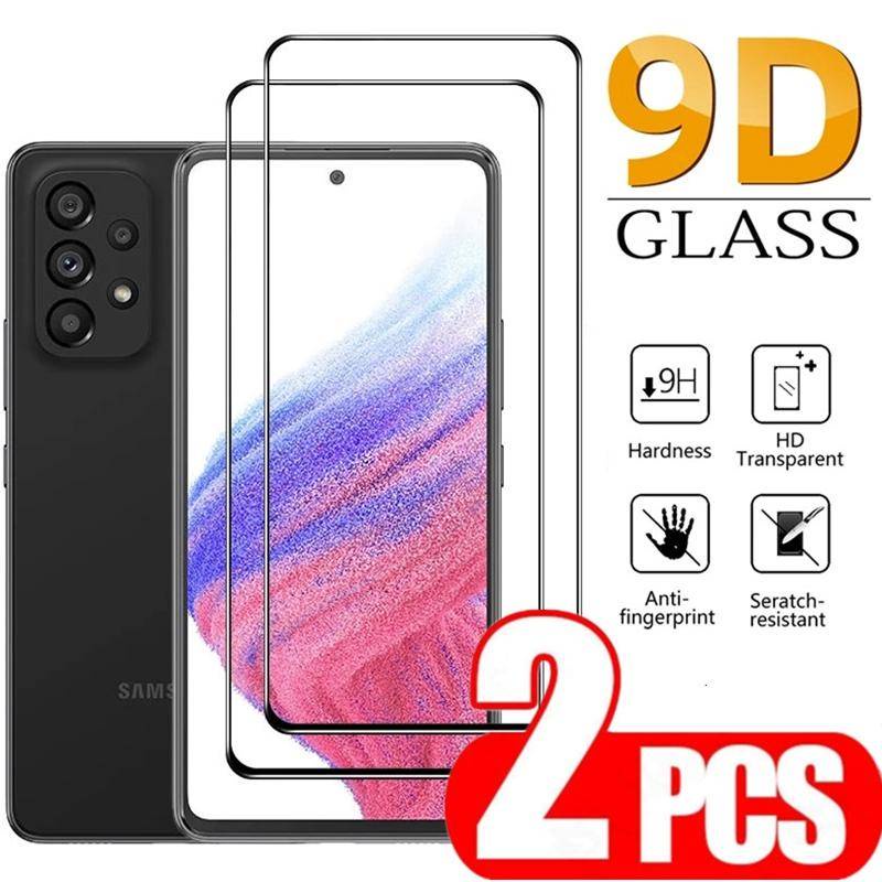 2pcs Pelindung Layar Tempered Glass 9D Untuk Samsung Galaxy A53 A73 A52 A52s A33 A23 A13 A04 A04s A13 4G 5G