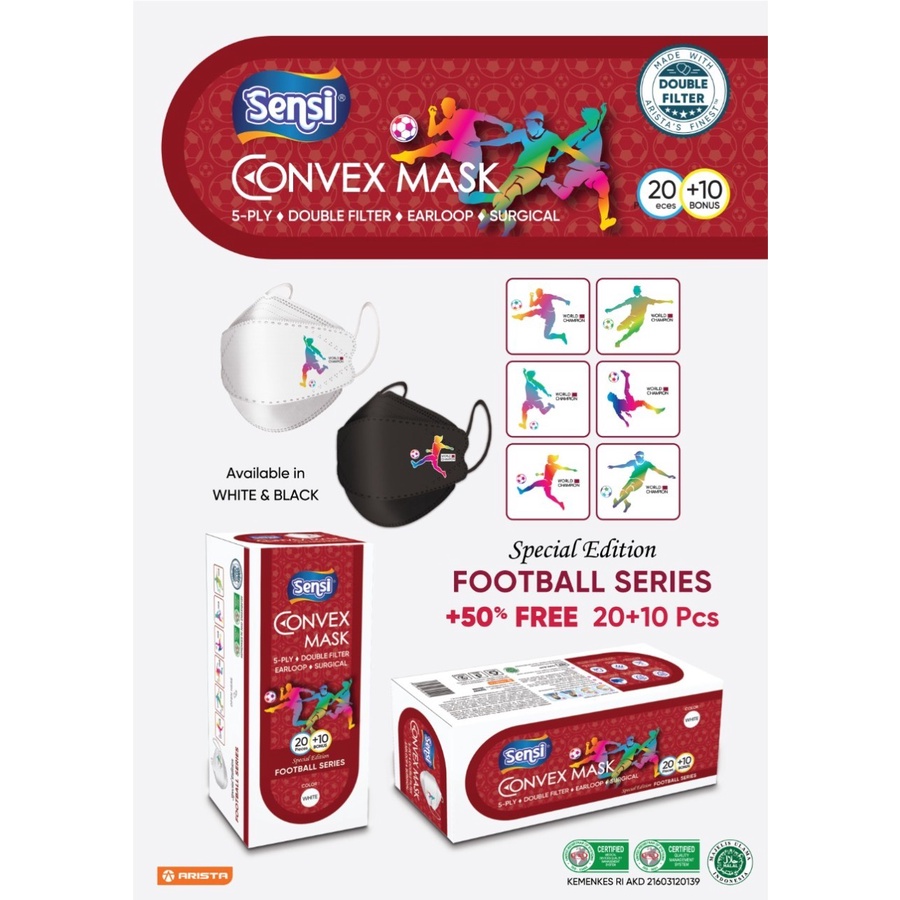 Masker Sensi Convex Football Series /Sepak Bola Piala Dunia isi 30 pcs