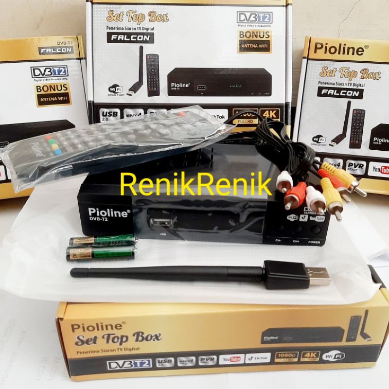 (Redi Stock) STB Set Top Box TV Pioline Falcon (BISA YOUTUBE) DVB T2 C Penerima Siaran TV Digital Re