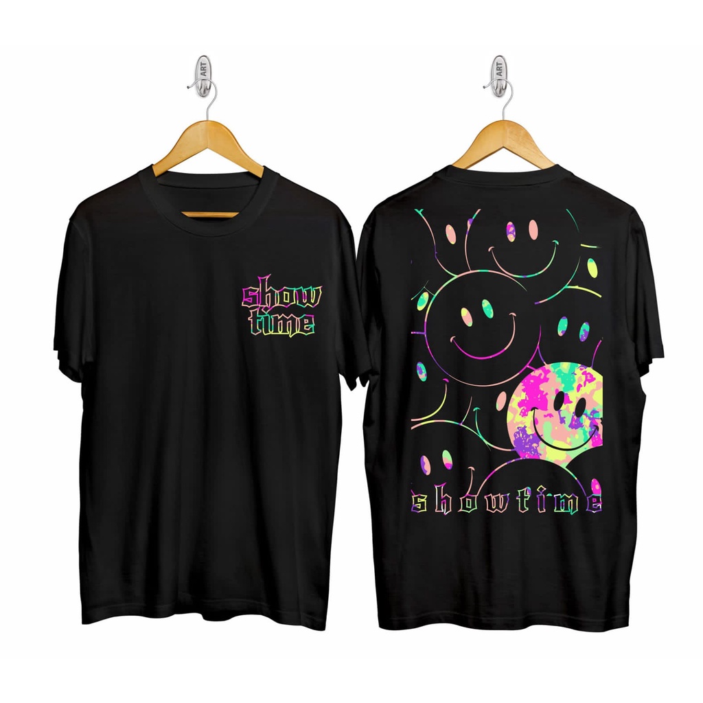 Kaos Tshirt Pria Pelangi Smile Kecil Hitam Distro Lengan Pendek Motif Sablon Bergambar Keren Baju Kaos Viral Baju kaos anime