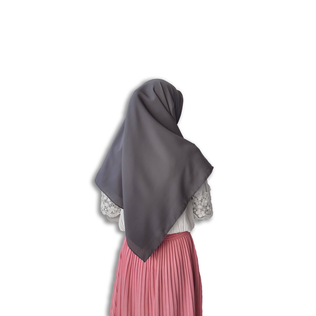 Parveen Scarf/Hijab Segiempat/Hijab Syari/  120cm × 120 cm/Dark Grey