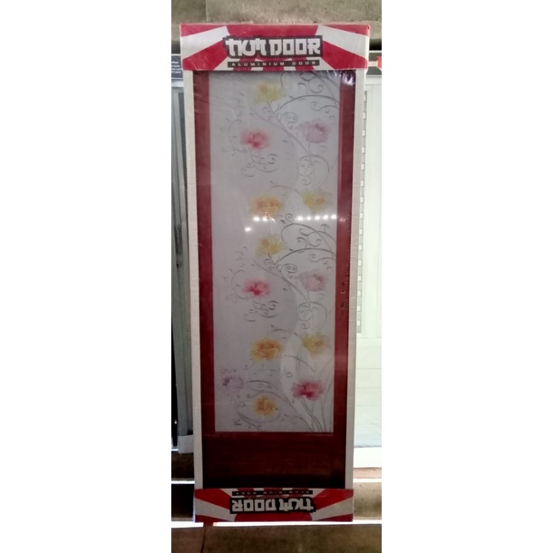 Pintu kamar mandi full alumunium kaca 3/4 kusen coklat