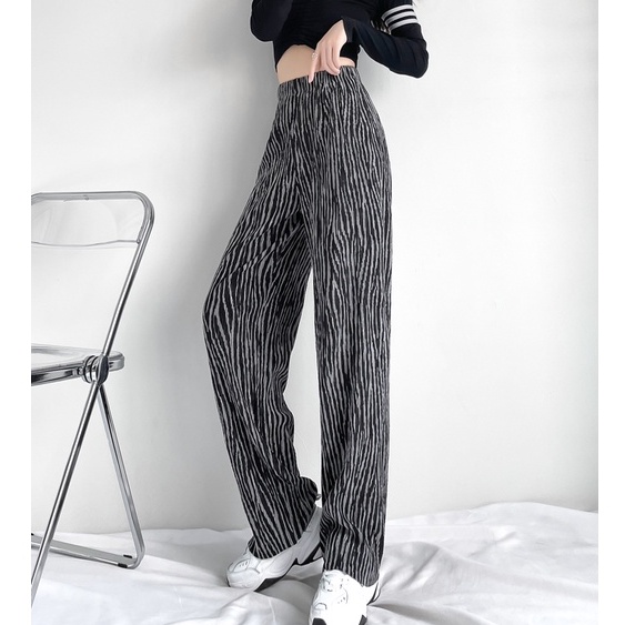 [Premium]Women Striped Culotte Tall waist Pants  2433