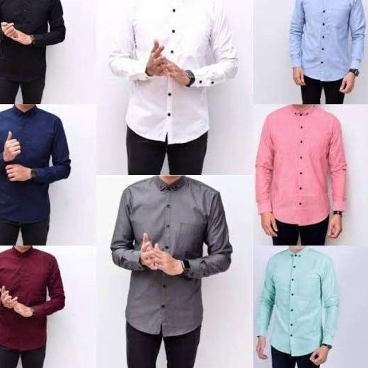 KEMEJA POLOS PRIA LENGAN PANJANG KEMEJA HITAM POLOS PRIA kemeja putih - Abu-abu, XL