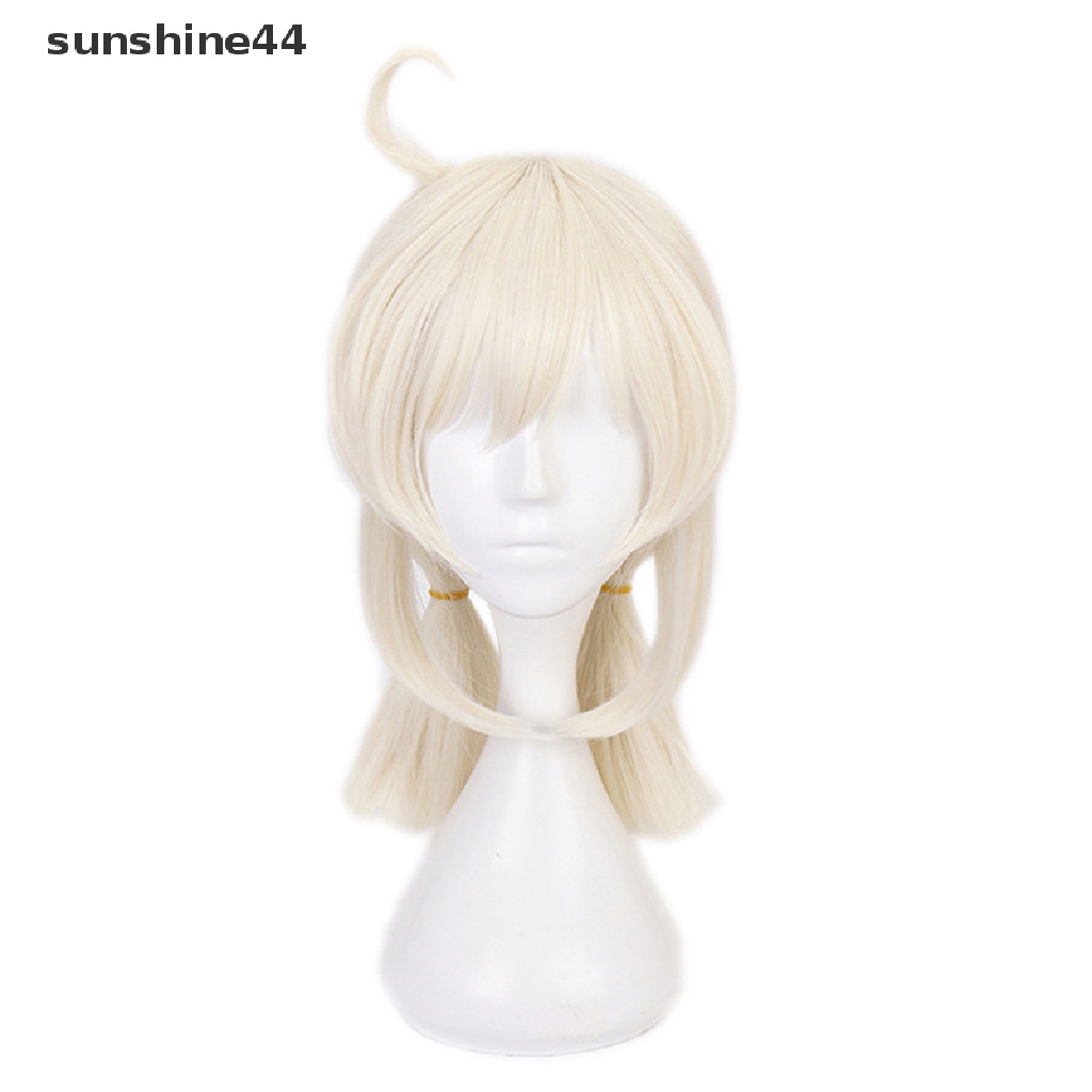 Sunshine Genshin Wig / Rambut Palsu Sintetis Model Ponytail Warna Beige Tahan Panas Untuk Cosplay