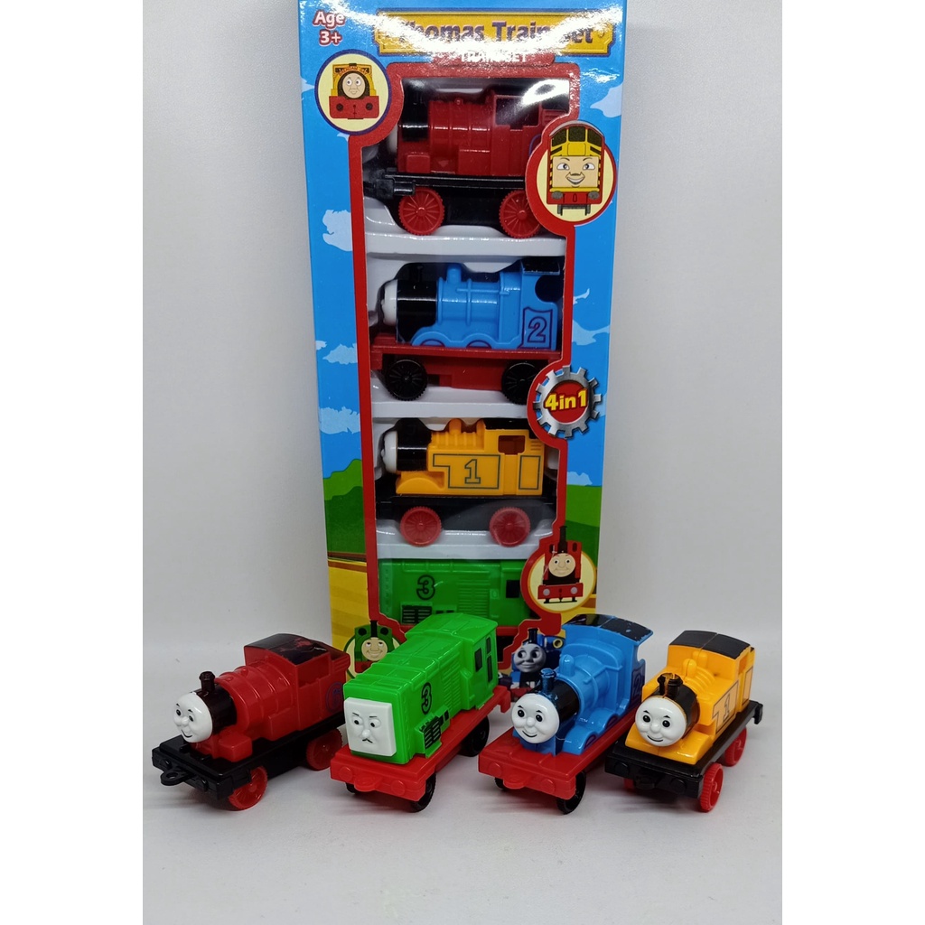 Mainan Anak Mobil kereta Train 1Paket 4Pcs Mobil kereta  Biru Merah Hijau Kuning SNI