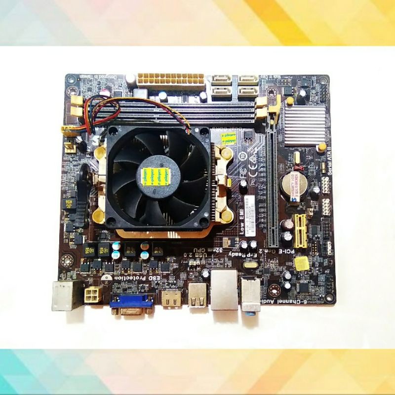 paket motherboard PC AMD ECS A55F2-M4 mainboard + processor + fan