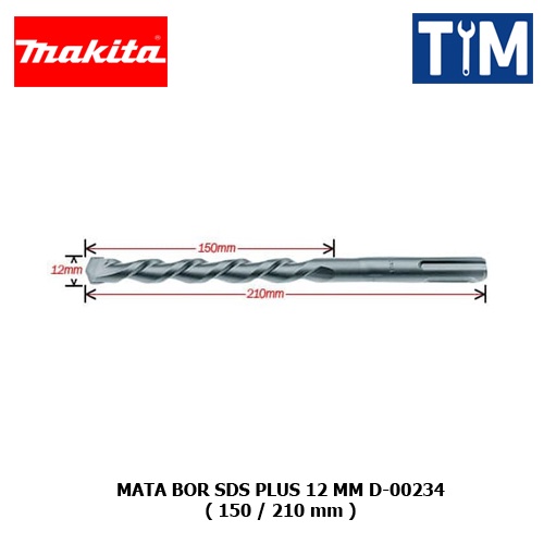 MAKITA Mata Bor Beton 12 MM x 210 MM SDS Plus Drill Bits D-00234