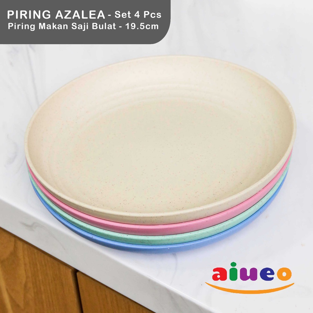 AIUEO Round Plate 20cm Wheat Straw Piring Makan BPA free Warna Warni Piring Anak Piring Keluarga Piring Saji Aesthetic Estetik Plastik