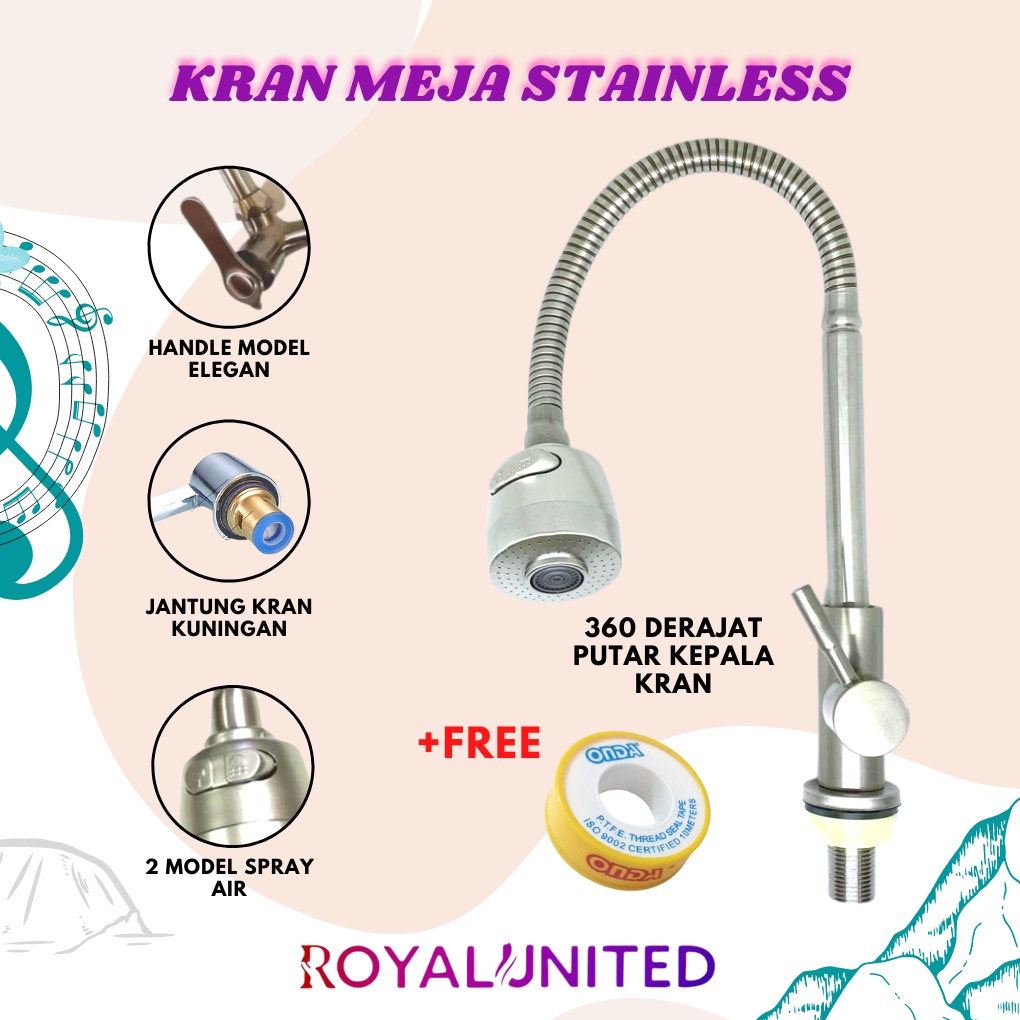 Keran Air Kran Air Keran Angsa Fleksible Sink Meja Cuci Piring Kran Origina SUS 304