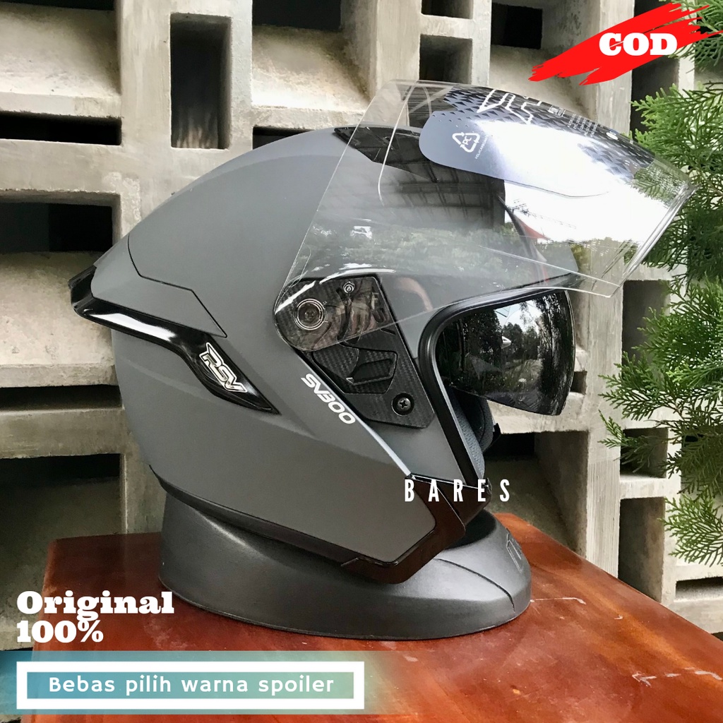Helm RSV SV300 Charcoal Paket Spoiler Black Double Visor