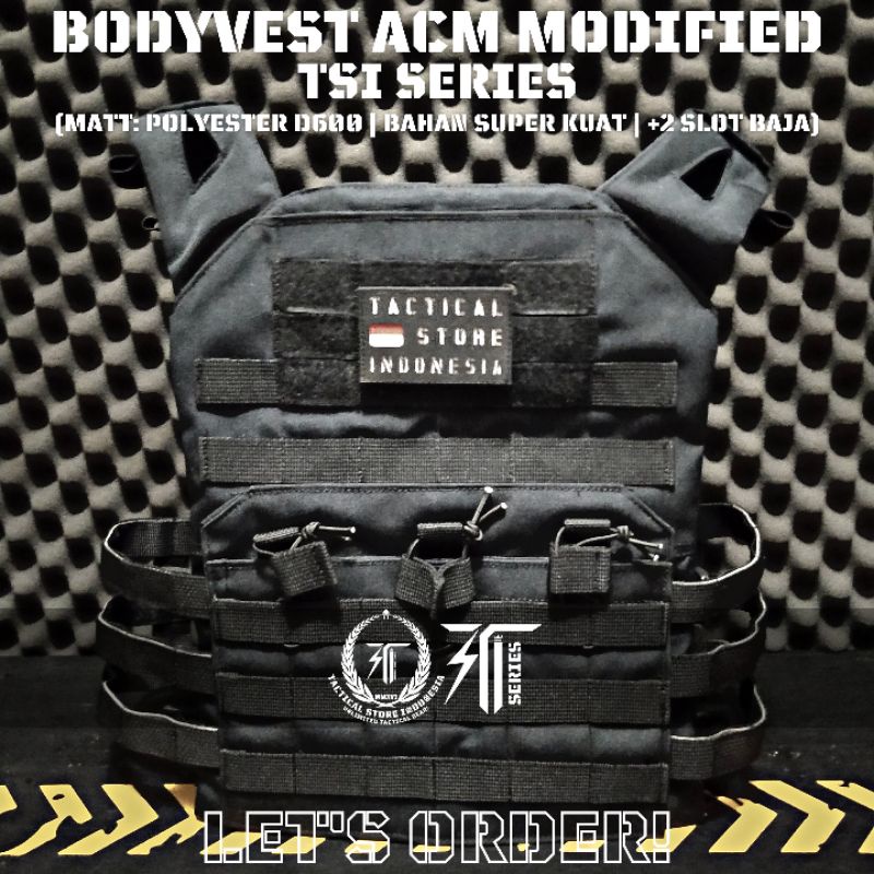 Body Vest ACM Modified - Bodyvest Tactical Hitam Hijau Loreng TSI Series