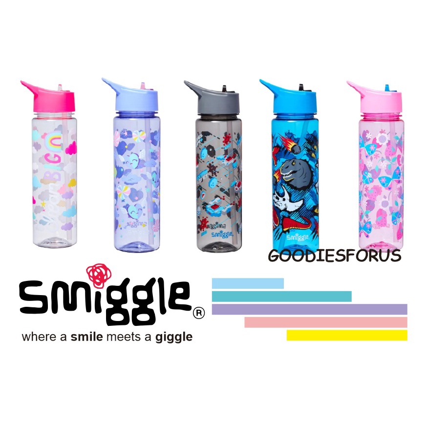 Smiggle Peppy Plastic Spout Drink Bottle 750Ml/Botol Minum Smiggle/Botol Dino/Botol Pink/Dino Bottle