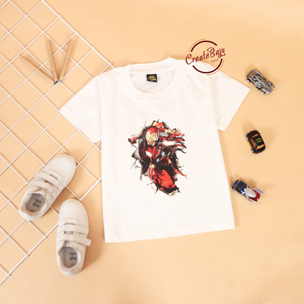 PROMO 7.7 KAOS ANAK LAKI IRONMAN 1-7 TAHUN BAJU ATASAN ANAK LAKI FASHION TERMURAH BAHAN KATUN DF