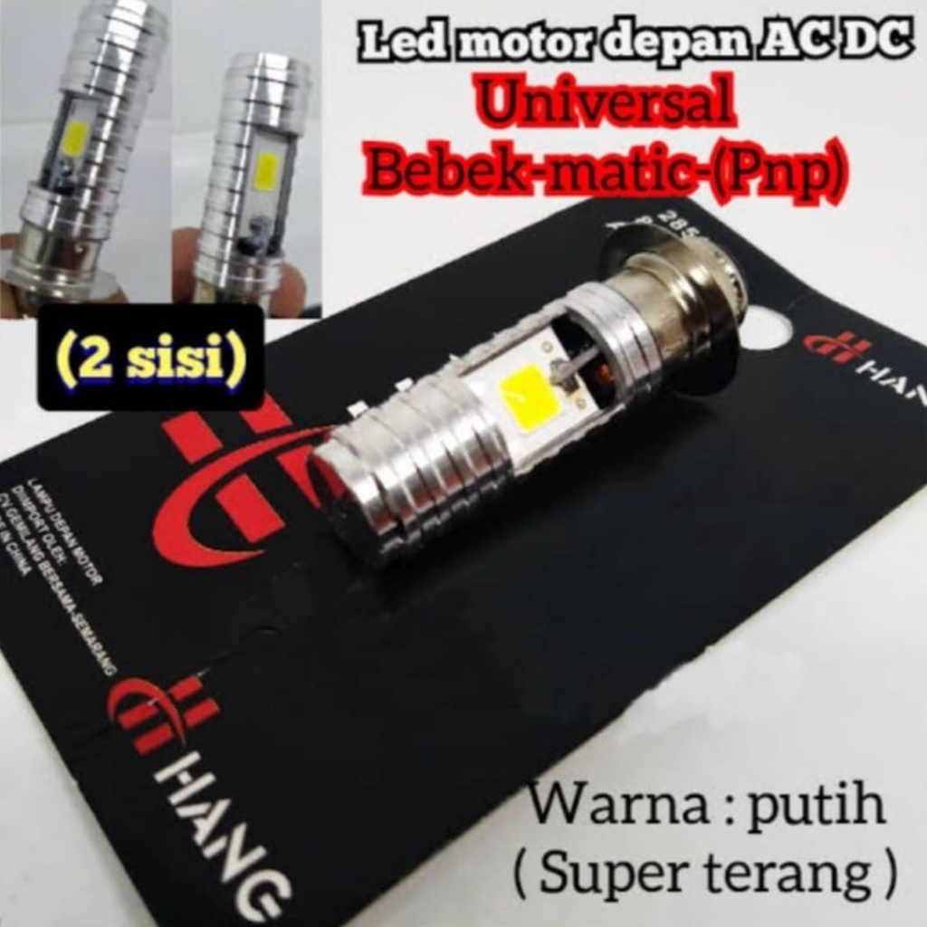 LED LAMPU UTAMA HEADLAMP MOTOR H6 P15D-25 2 SISI AC DC BEBEK MATIC 8-80 VOLT