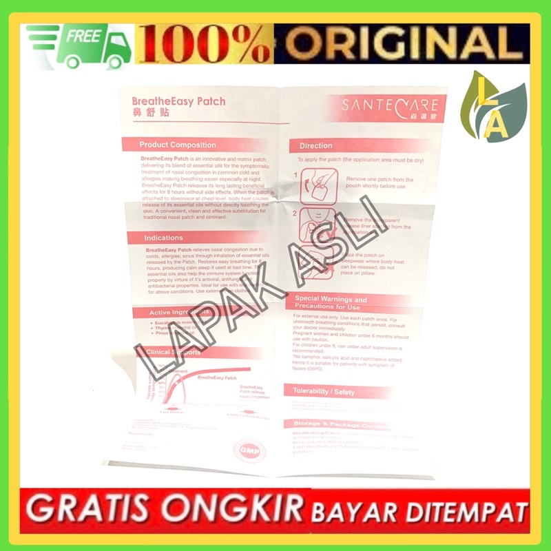 Santecare Breatheeasy / Breathe easy Patch 1 box isi 5 Patch