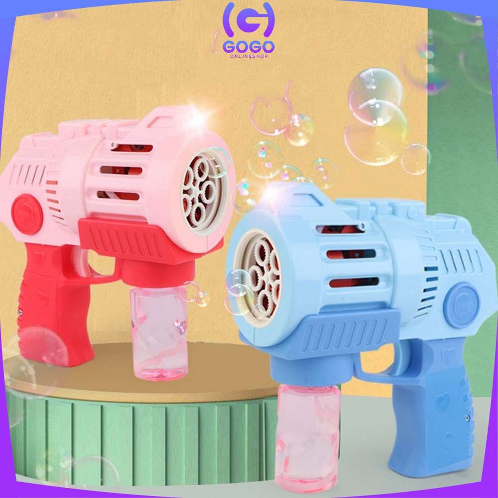 GOGO-M138 Mainan Anak Bubble Gun Ada Musik / Mainan Pistol Air Tembakan Gelembung Sabun 5 Mata