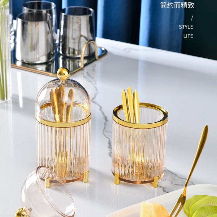 Tempat Sendok 10 Pcs Garpu Dessert Gold + Tempat Penyimpanan Sendok Garpu Mewah