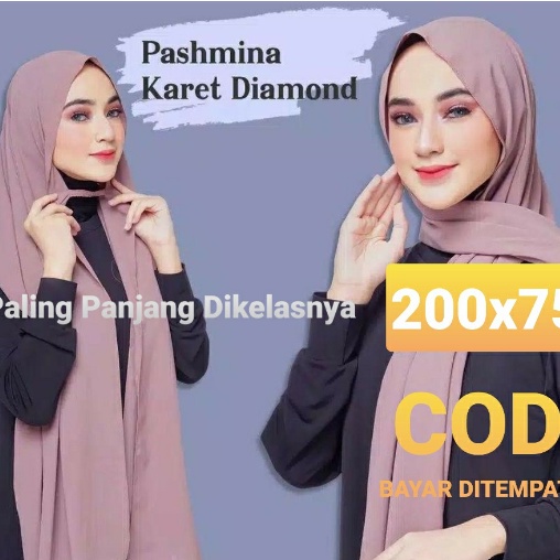 Pasmina Tali Karet 200x75 Pashmina Instan Karet Panjang Jumbo Grosir Murah - Toserbaht