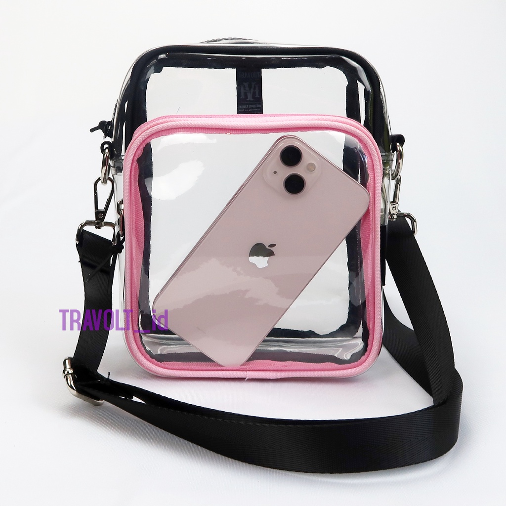 Premium Sling Bag 3 in1 - Travolt - Special Edition BLack-PINK color- Tas PVC Mika tebal - Tas Konser KPOP