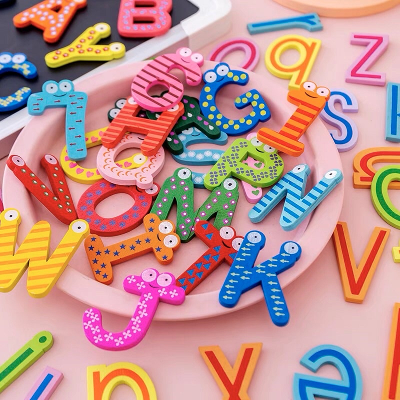 HAPPYTOYS.888 #A45 NUMBER MAGNET 0-9 ISI 10PCS / ALPHABET MAGNET BIG ISI 26PCS UKURAN BESAR / TEMPELAN KULKAS BAHAN KAYU / MAGNET ANGKA / MAGNET HURUF