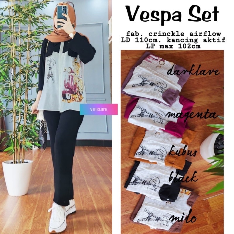 VESPA SET/SETELAN CRINKLE TERBARU MOTIF VESPA