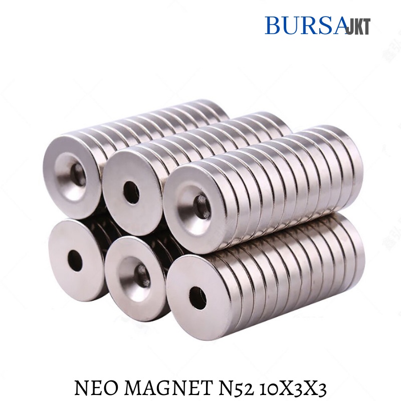 NEO MAGNET NEODYMIUM N52 SUPER KUAT COIN CINCIN LUBANG 10X3 RING 3MM