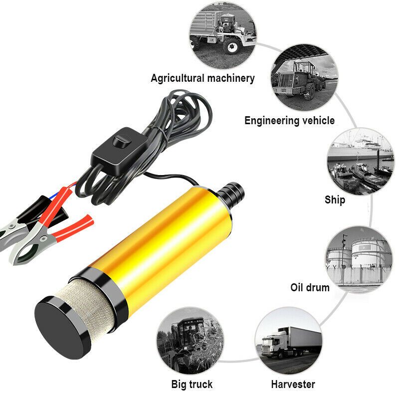 Nuansa - Pompa Minyak Celup DC 12V/24V Transfer Air Mini Oli Solar Air Submersible Portable Mobil Elektrik DC 12V 24V Diesel Pump