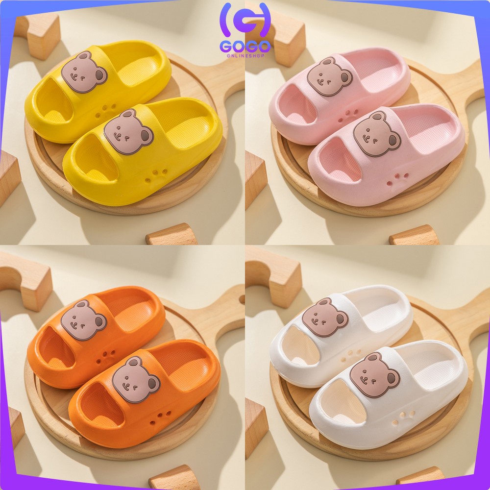 GOGO-S45 Sandal Anak Perempuan Laki Laki Model Slip On Motif Beruang Anti Slip / Sandals Bear Baby Slippers High Quality Import