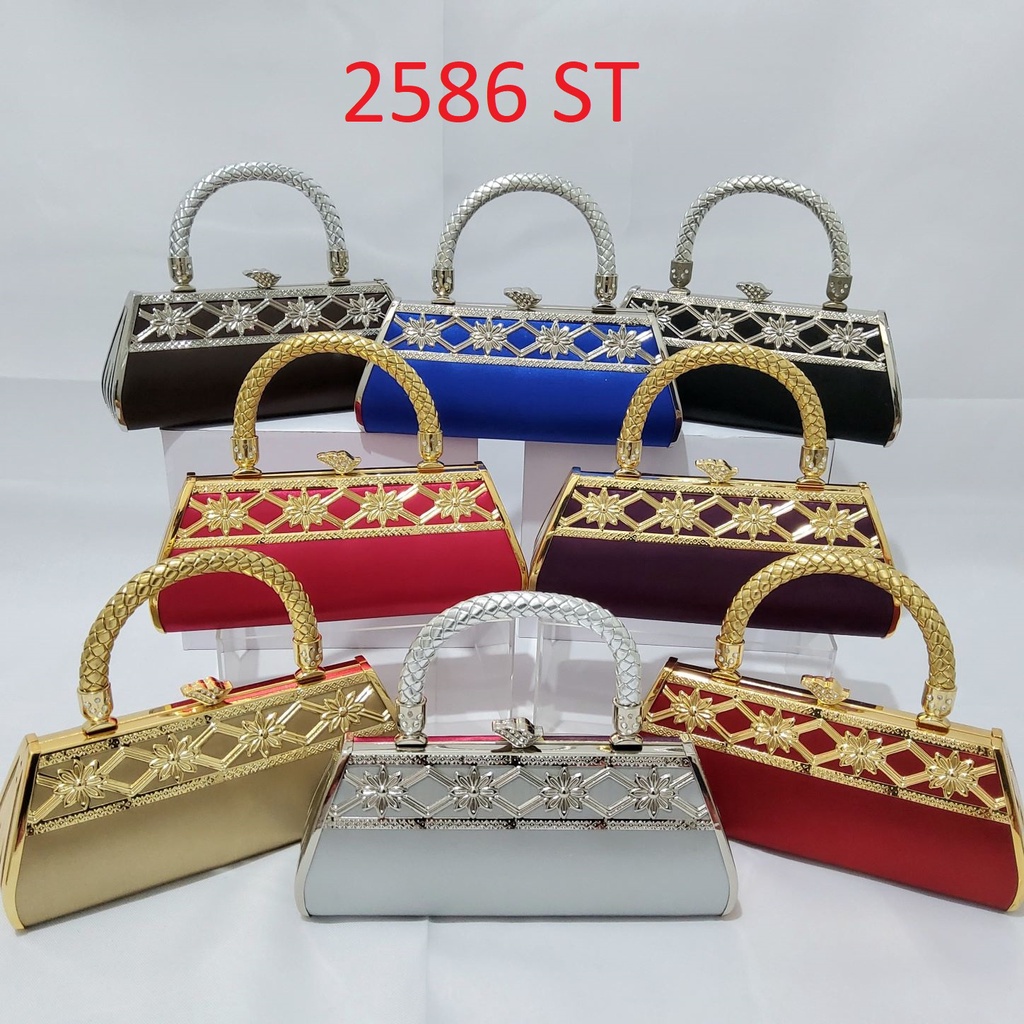 Tas Pesta Farnell Import Diamond Party Clutch 2586 Mewah Elegan