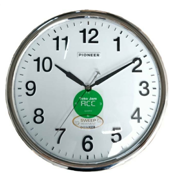 Jam Dinding Pioneer Cr 2018 CR-2018 diameter 30 cm sweep movement - silver