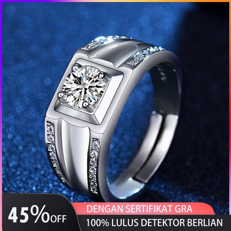 Like Moissanite Cincin Pertunangan Pria 1 Ct Moissanite,925 Platina Berlapis Perak